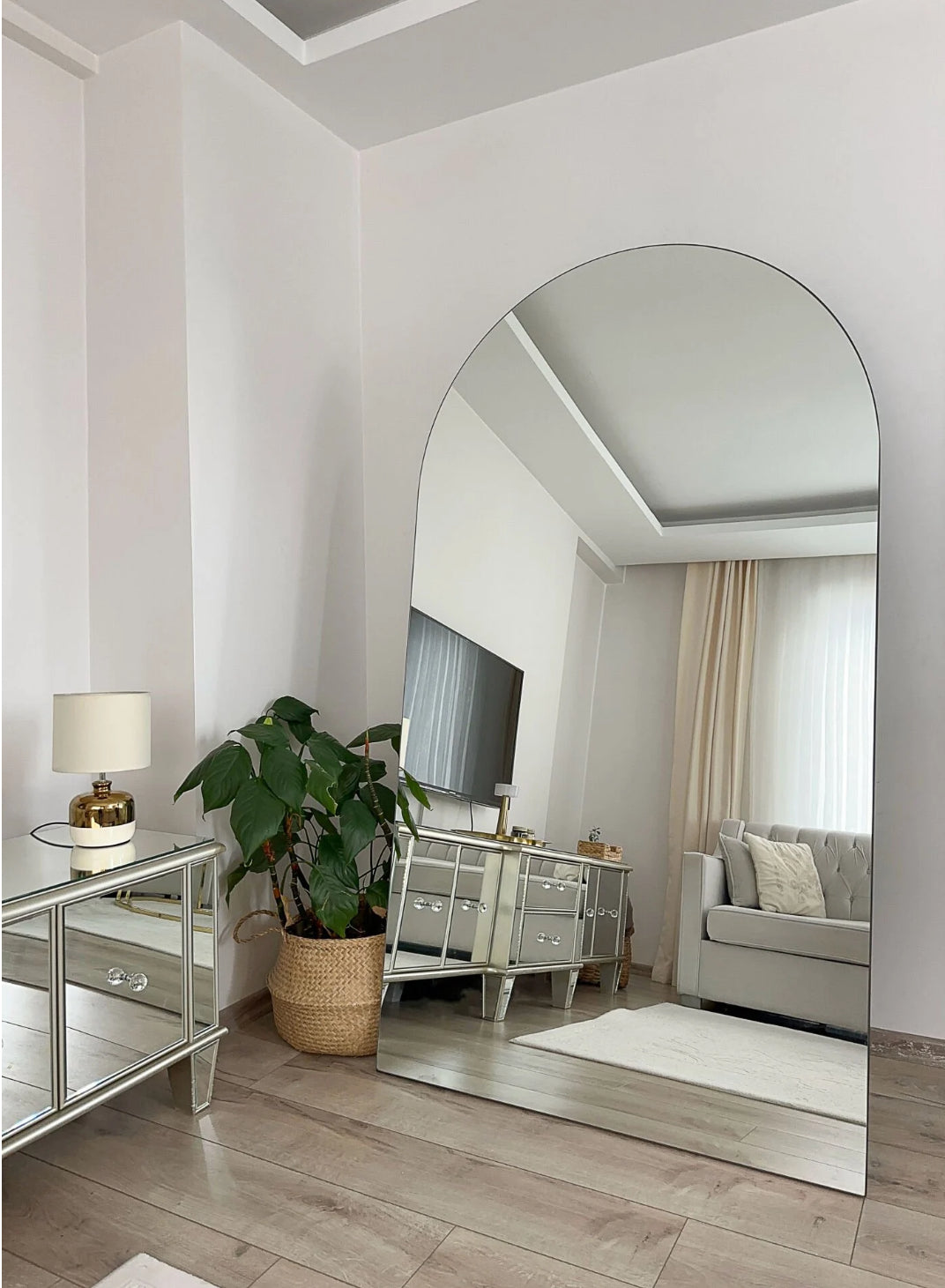 Rahmenloser Spiegel oval mit Standfuß | 180x100 cm