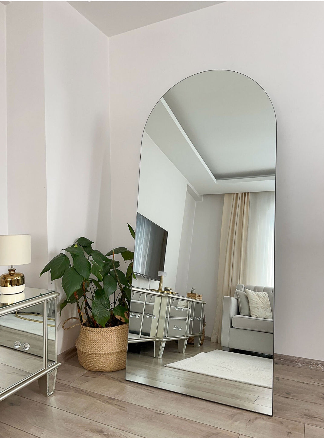 Rahmenloser Spiegel oval cm mit Standfuß | 180x80