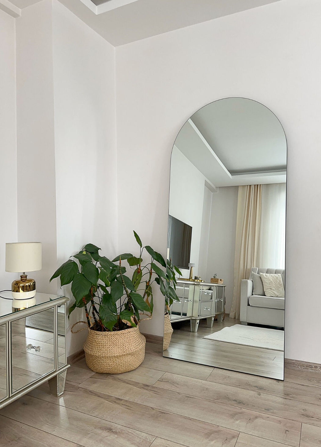 Rahmenloser Spiegel oval cm mit Standfuß | 180x80