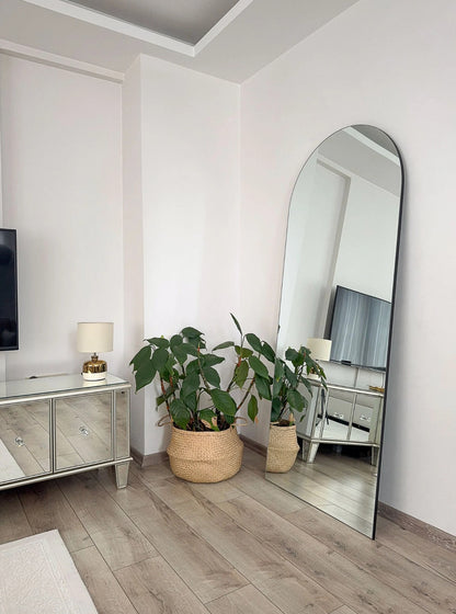 Rahmenloser Spiegel oval mit Standfuß | 180 x 70 cm