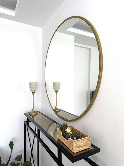 Runder Wandspiegel, Gold&Schwarz, 100 cm