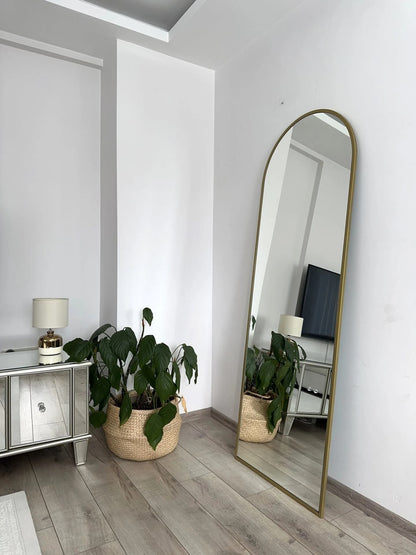 Ovaler Standspiegel | 180×70 cm | Gold & Schwarz