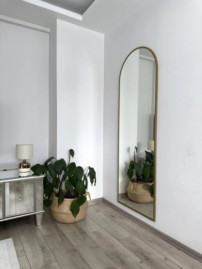 Ovaler Standspiegel | 180×70 cm | Gold & Schwarz