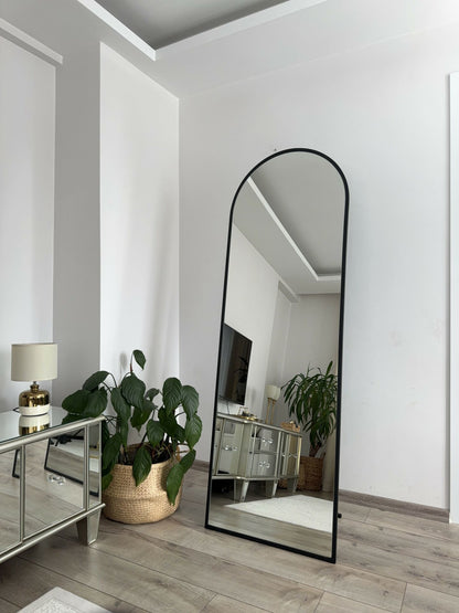 Ovaler Standspiegel | 180×60 cm | Gold & Schwarz