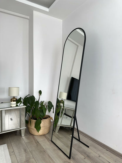 Ovaler Standspiegel | 180×60 cm | Gold & Schwarz